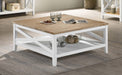 Maisy Square Wooden Coffee Table With Shelf Brown and White image