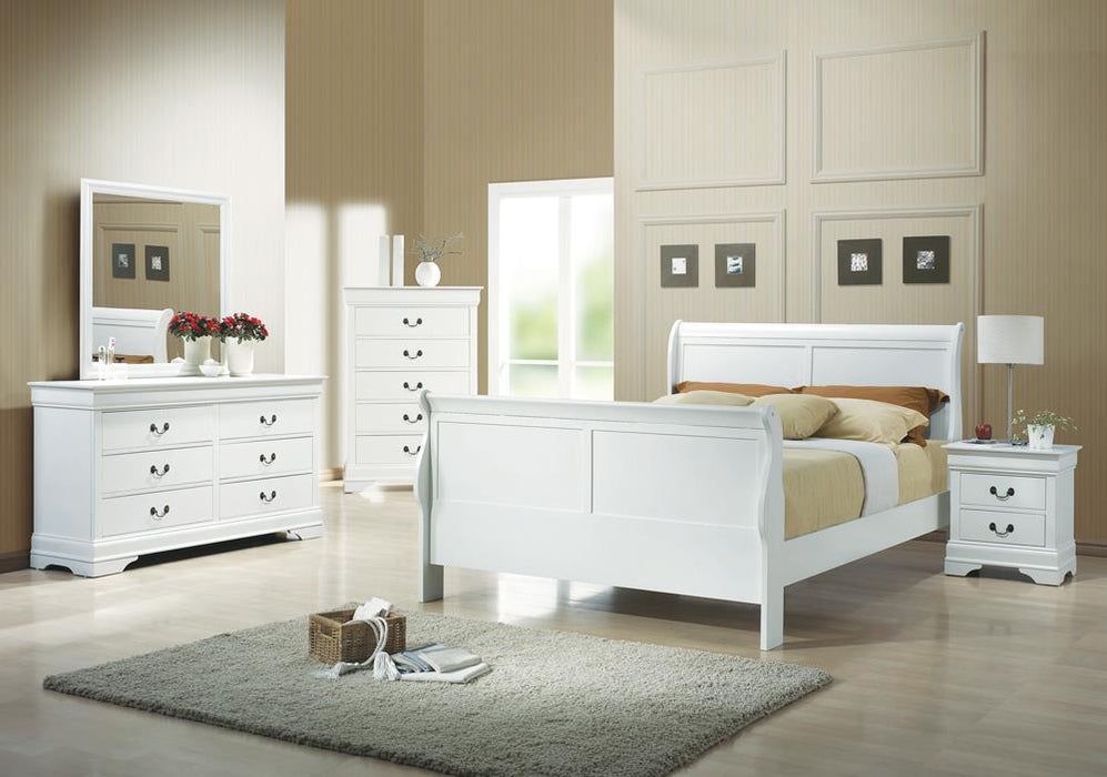 Louis Philippe Full Sleigh Panel Bed White