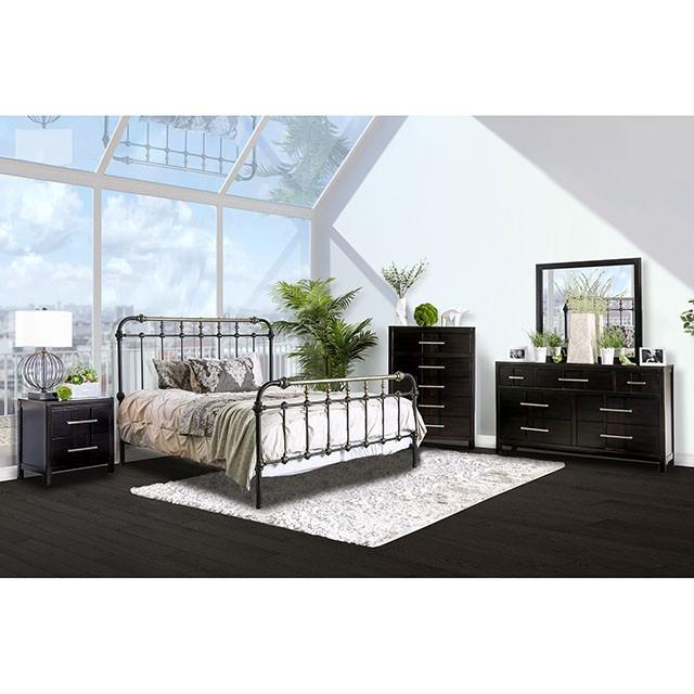 RIANA Antique Black Metal E.King Bed