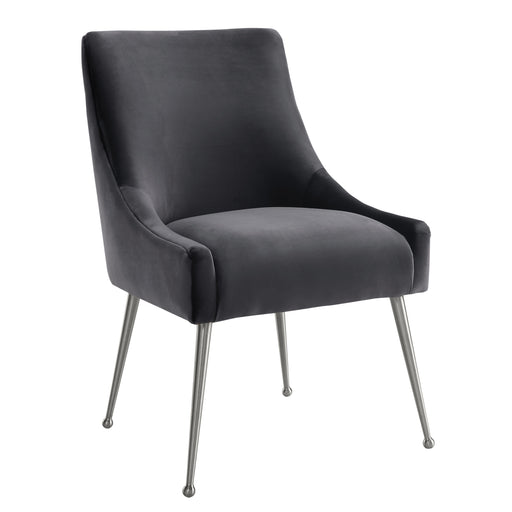 Beatrix Grey Velvet Side Chair with Silver Leg image