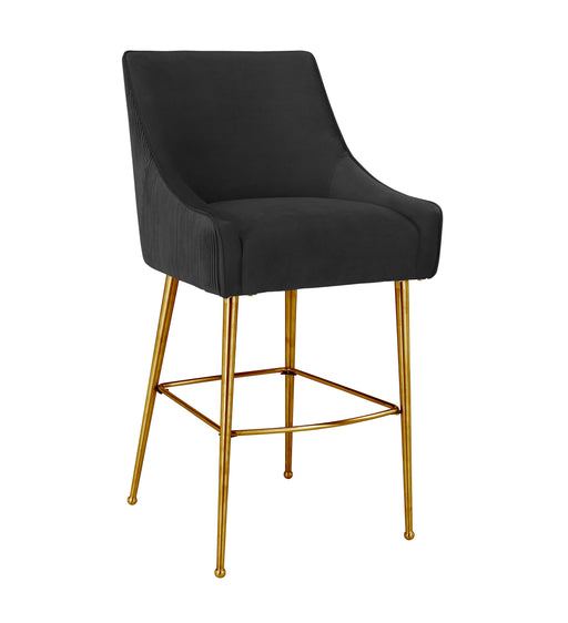 Beatrix Pleated Black Velvet Bar Stool image