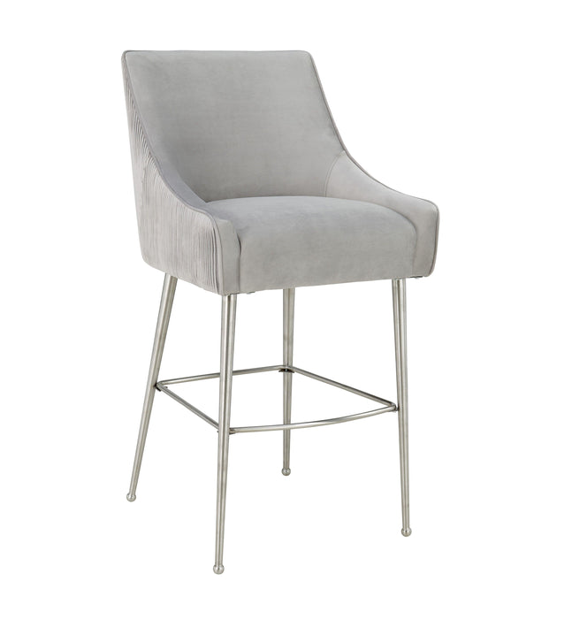 Beatrix Pleated Light Grey Velvet Bar Stool image