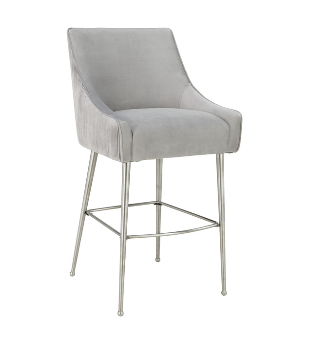 Beatrix Pleated Light Grey Velvet Counter Stool image