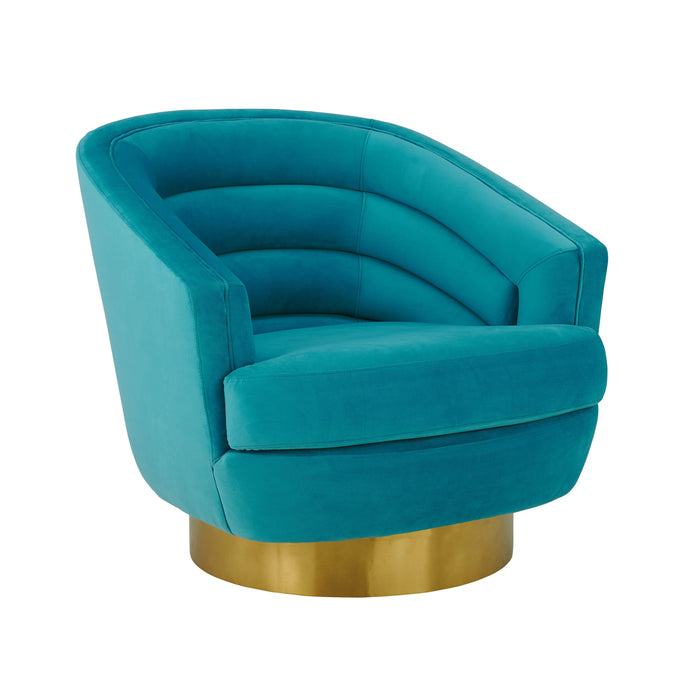 Canyon Blue Velvet Swivel Chair image