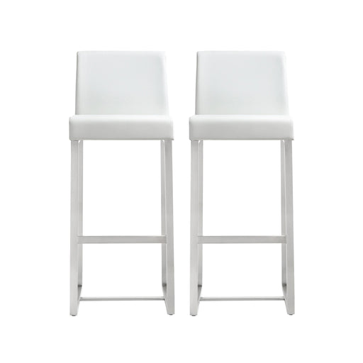 Denmark White Stainless Steel Barstool Set of 2 image