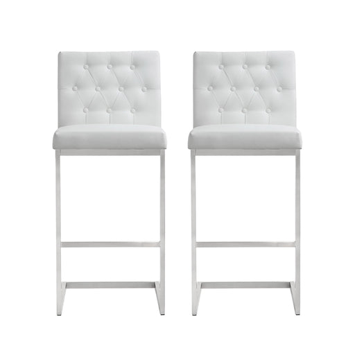 Helsinki White Stainless Steel Barstool - Set of 2 image