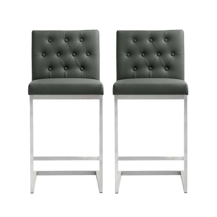 Helsinki Grey Stainless Steel Counter Stool - Set of 2 image