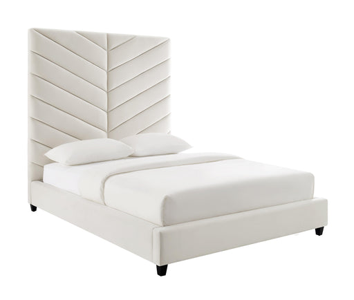 Javan Cream Velvet Bed in King image