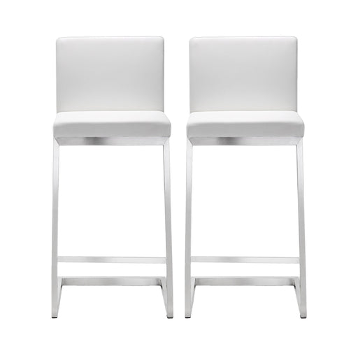 Parma White Stainless Steel Counter Stool - Set of 2 image