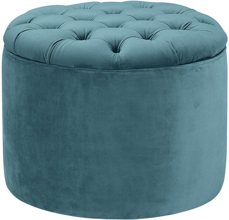 Queen Sea Blue Velvet Storage Ottoman image