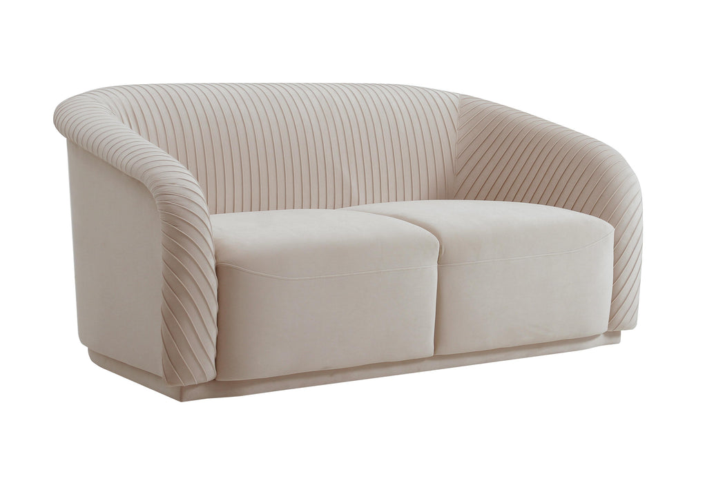 Yara Pleated Beige Velvet Loveseat image