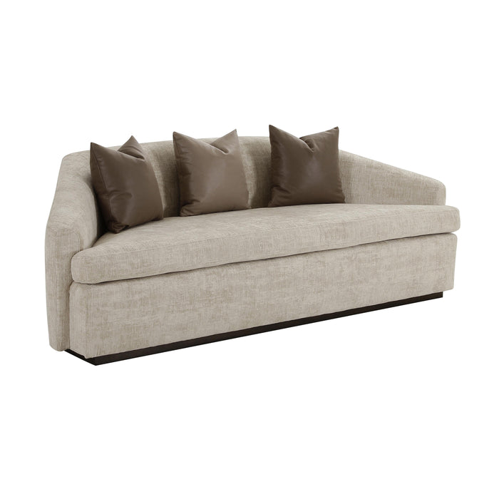 Abreeyah Beige Velvet Sofa