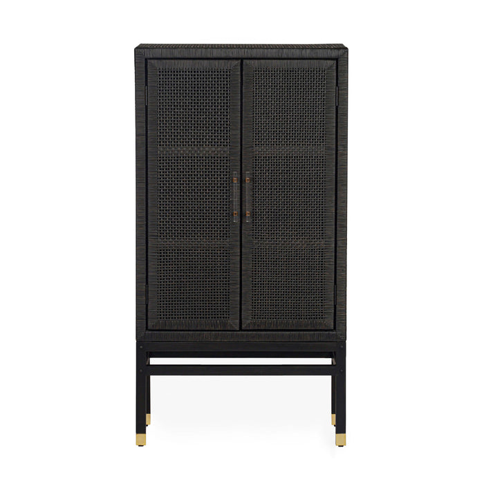 Amara Charcoal Woven Rattan Cabinet