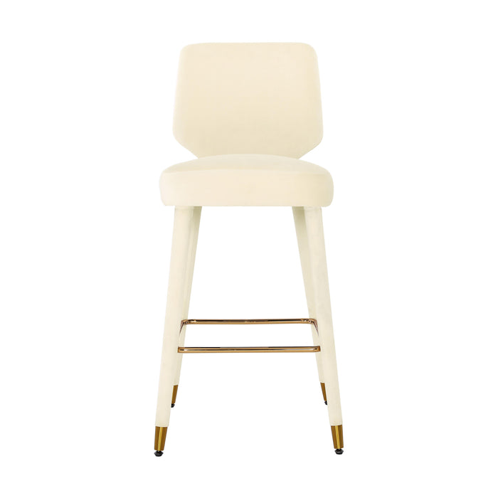 Athena Cream Velvet Bar Stool