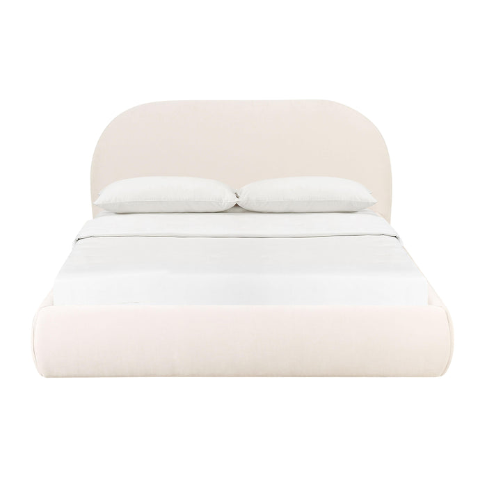 Bara Cream Textured Velvet King Bed