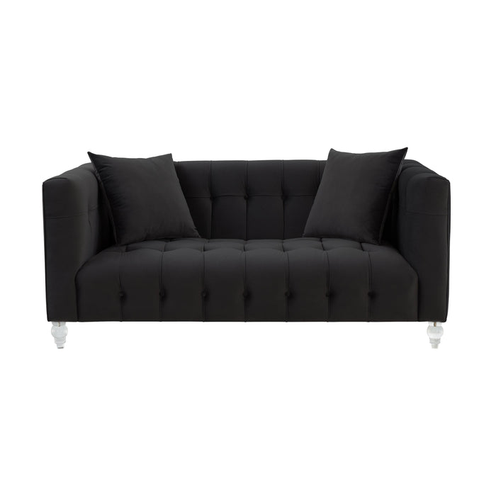 Bea Black Velvet Loveseat