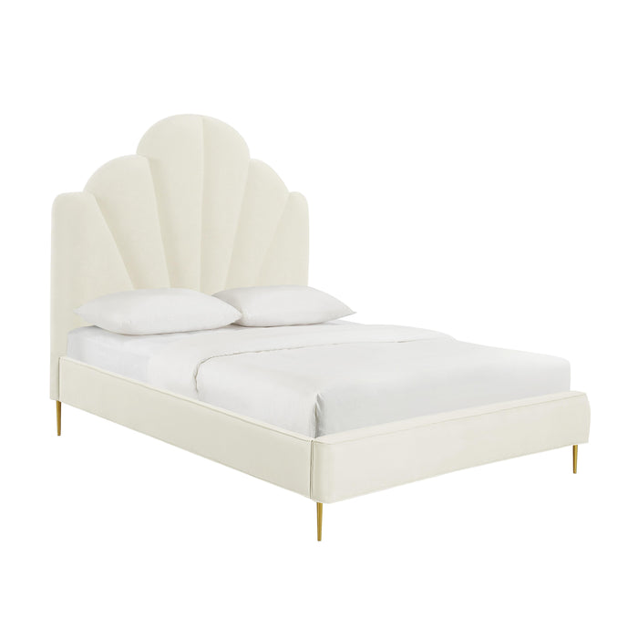 Bianca Cream Velvet Bed in Full image