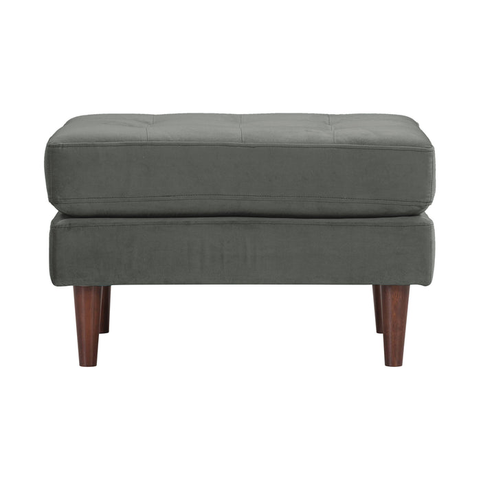 Cave Ash Gray Velvet Ottoman