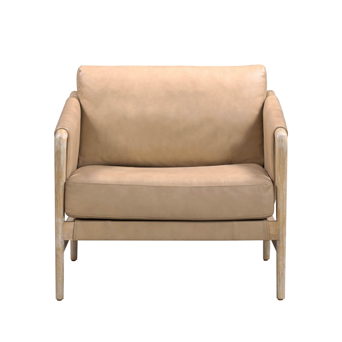 Chakka Tan Genuine Leather Accent Chair