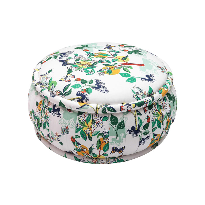 Citrus Garden Pleated Round Ottoman