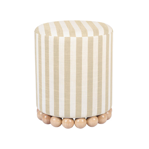 Dex Beige Striped Linen Ottoman image