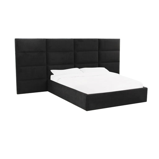 Eliana Black Velvet King Bed with Wings image