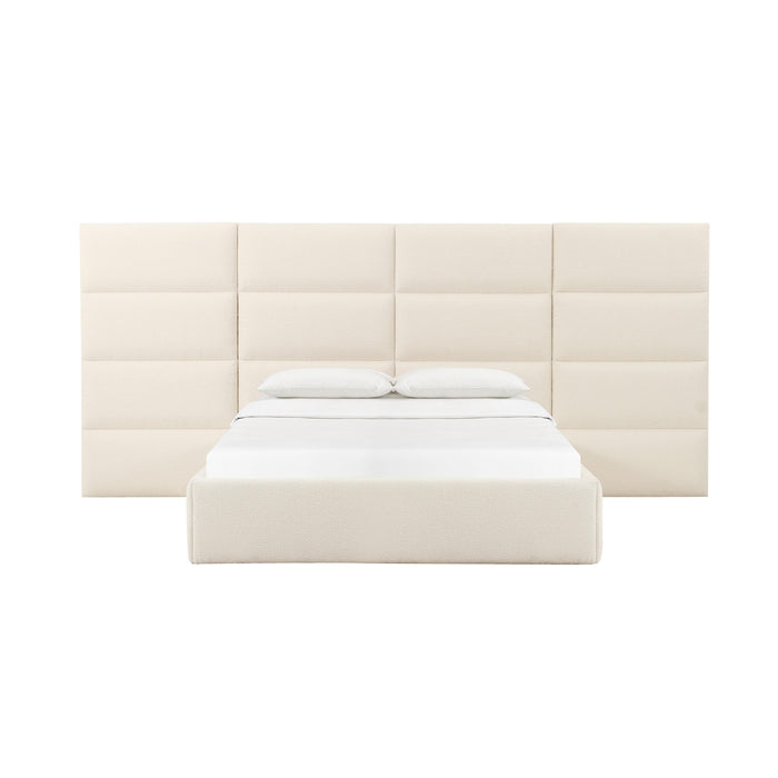 Eliana Cream Boucle King Bed with Wings