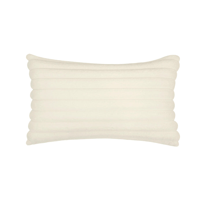 Furry Cream Vegan Fur Rectangular Accent Pillow