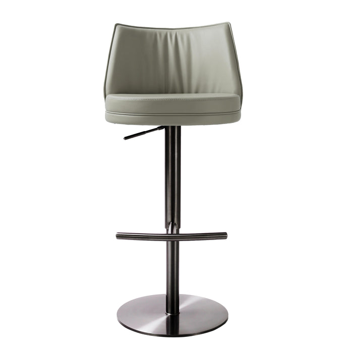 Gala Light Grey Vegan Leather on Black Adjustable Stool