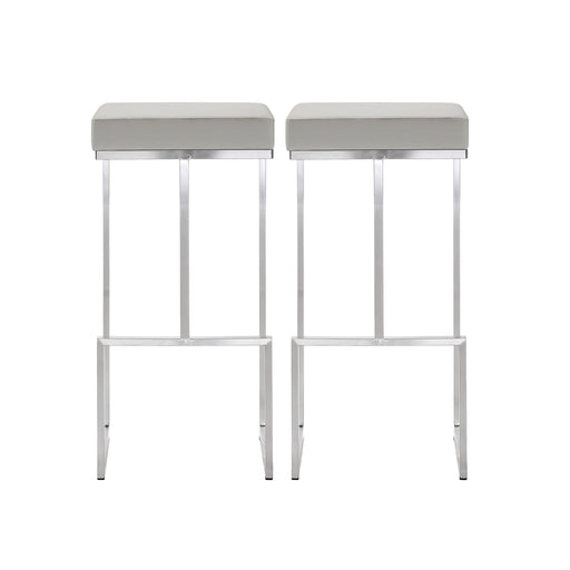 Ferrara Light Grey Stainless Steel Barstool (Set of 2) image