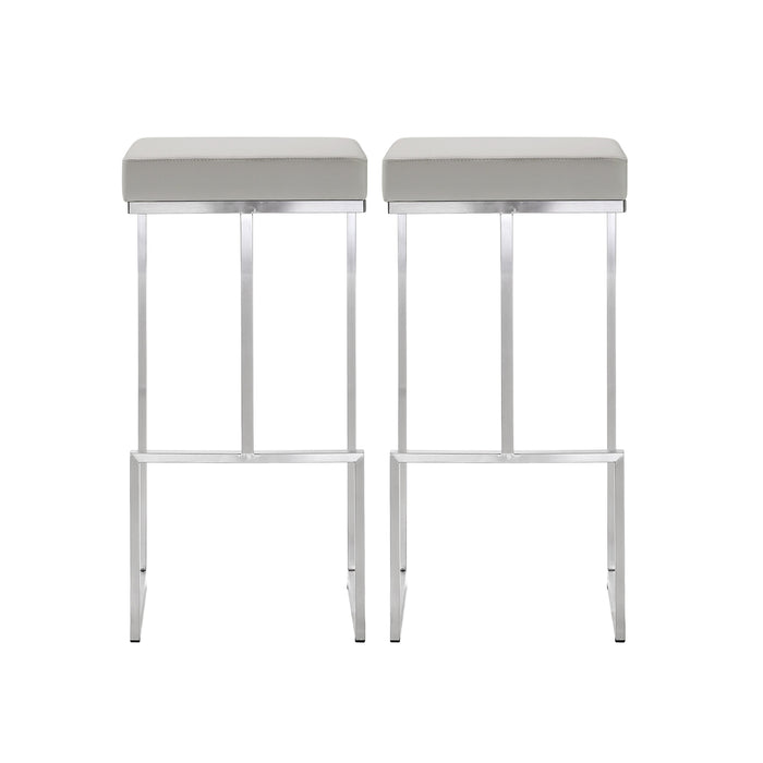 Ferrara Light Grey Stainless Steel Barstool (Set of 2) image