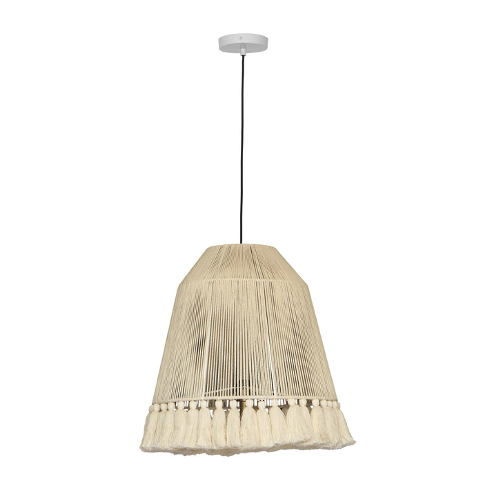 Helen White Cotton Tasseled Pendant Lamp image