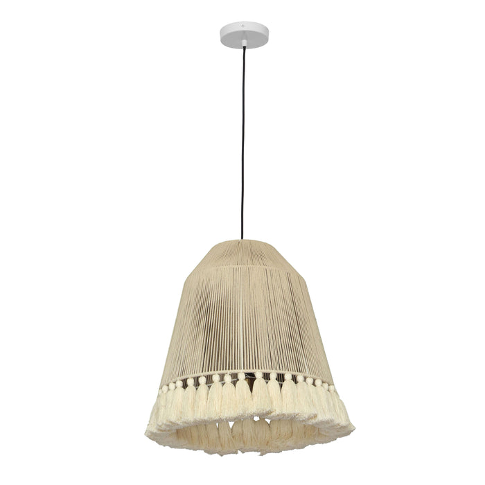 Helen White Cotton Tasseled Pendant Lamp