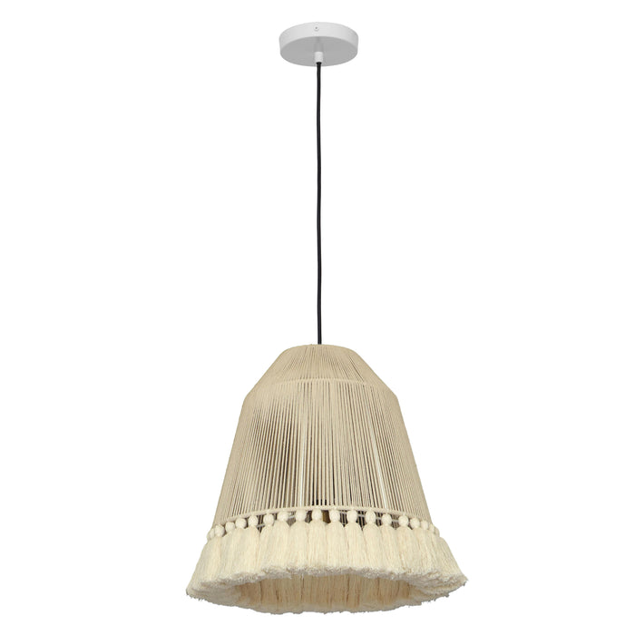 Helen Large White Cotton Tasseled Pendant Lamp