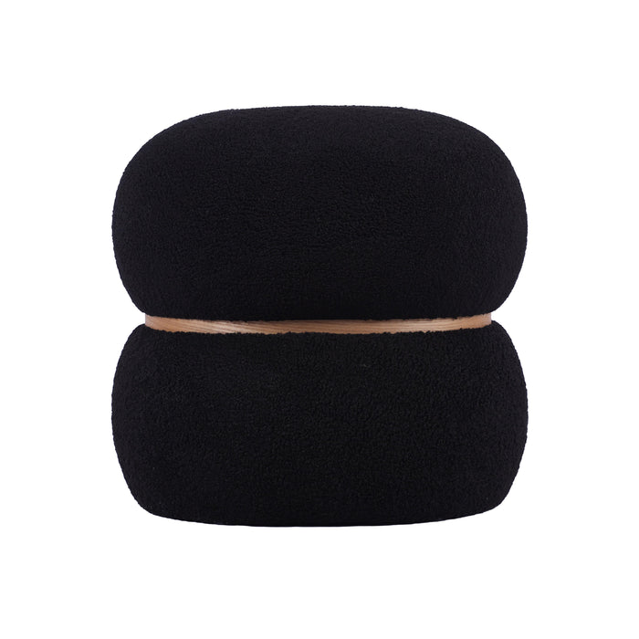 Helga Black Vegan Shearling Oval Ottoman image