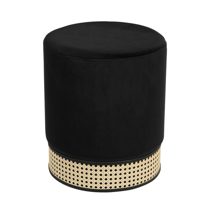 Ivy Black Velvet Ottoman