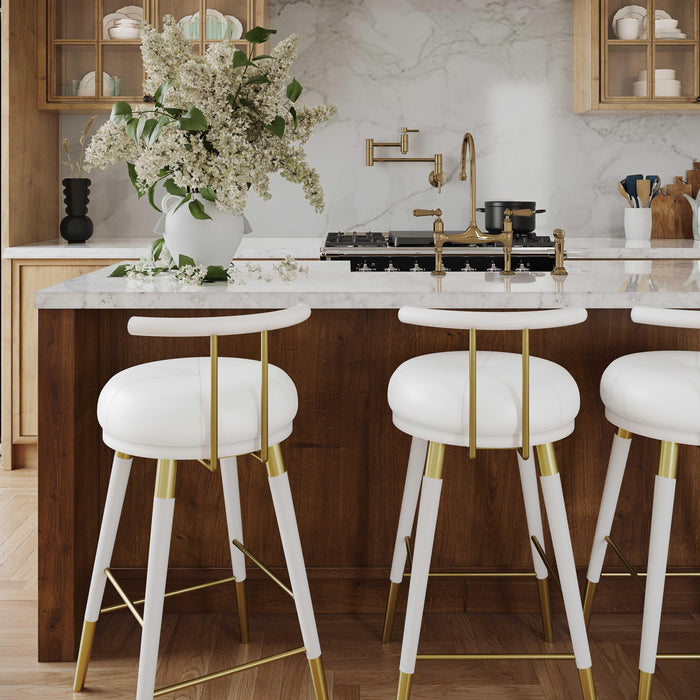 Juniper White Vegan Leather Barstool