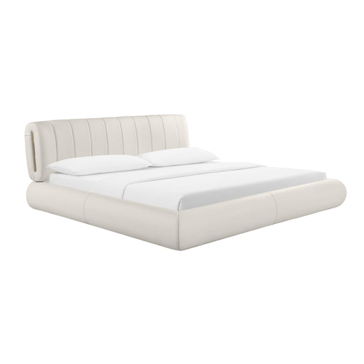 Karol Cream Vegan Leather Queen Bed image