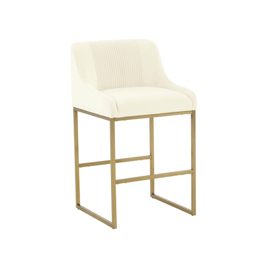 Lisa Cream Pleated Velvet Counter Stool image