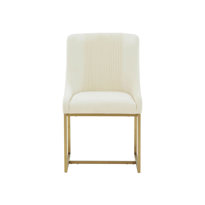 Lisa Cream Pleated Velvet Dining Chair