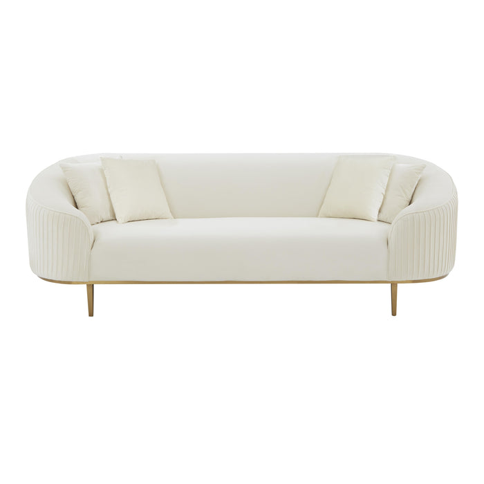 Michelle Cream Velvet Pleated Sofa