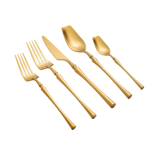 Millie Brushed Gold Stainless Steel Flatware - Set of 5 Pieces - Service for 1 image