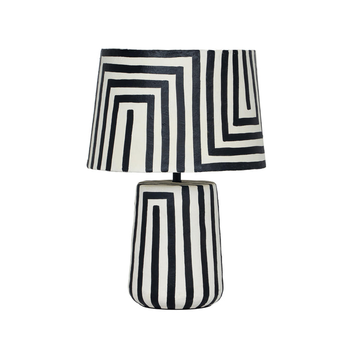 Minori Black Striped Papier Mache Table Lamp image