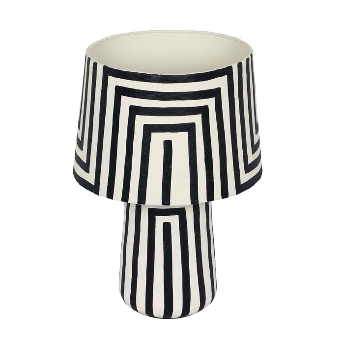 Minori Black Striped Papier Mache Table Lamp