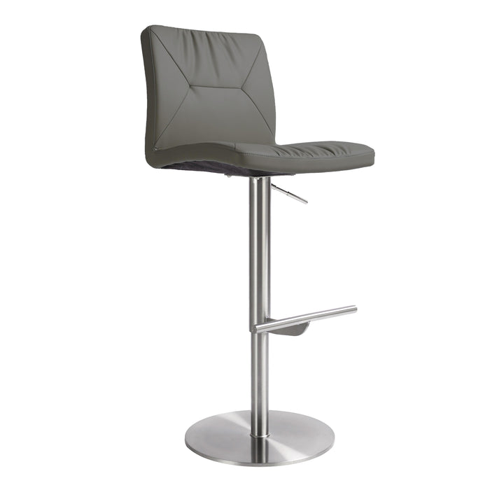 Paddy Dark Grey Vegan Leather on Silver Adjustable Stool image