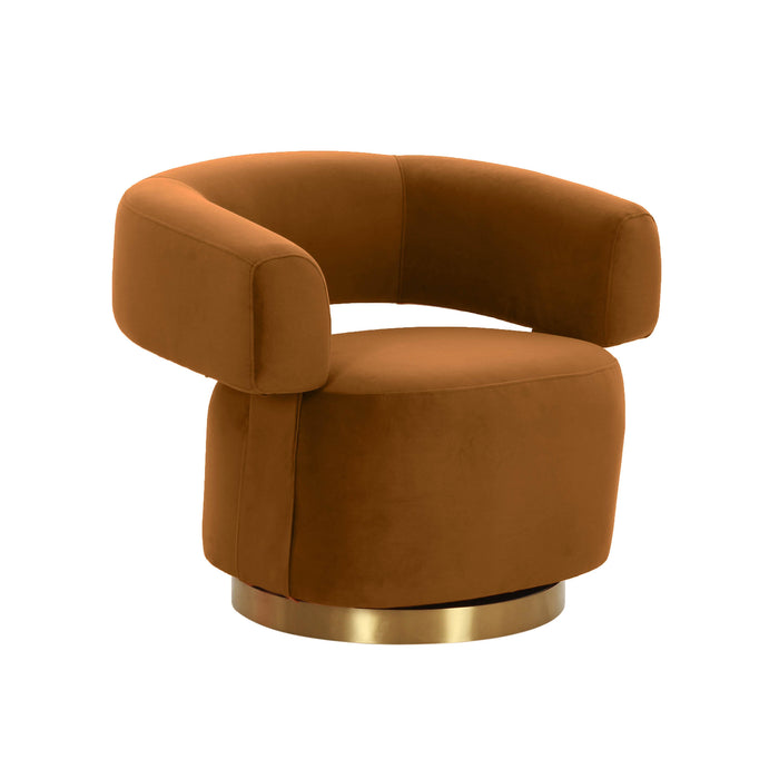 River Cognac Velvet Swivel Accent Chair image