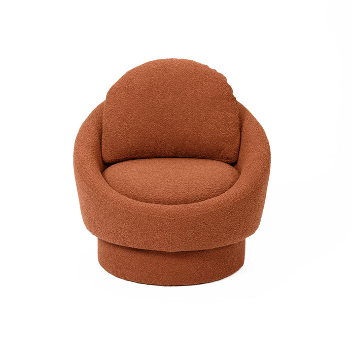 Sammy Saffron Red Boucle Swivel Lounge Chair