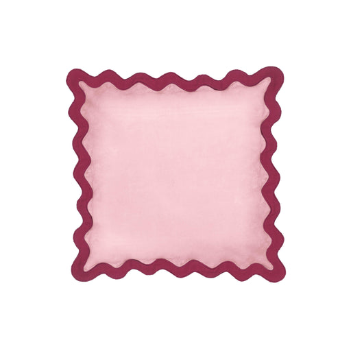 Scalloped Edge Magenta and Pink Cotton Velvet Throw Pillow image