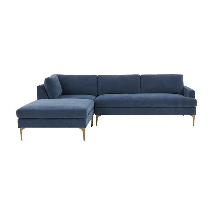 Serena Blue Velvet LAF Chaise Sectional