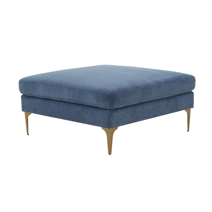 Serena Blue Velvet Ottoman image